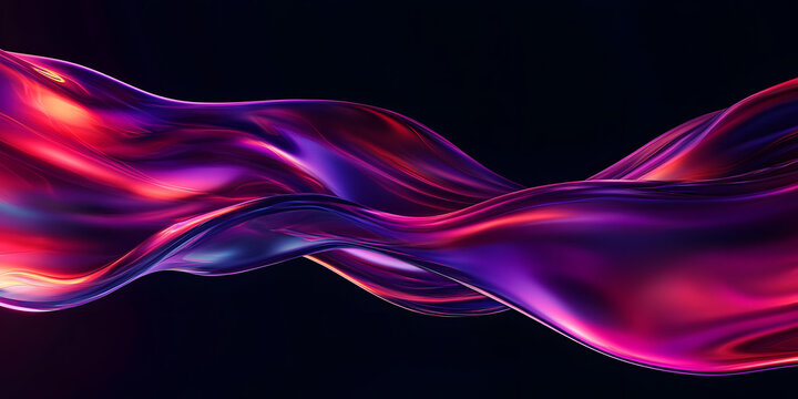 texture of liquid red violet glass on a black background. abstract wavy 3d background. purple red gradient iridescent shiny wave