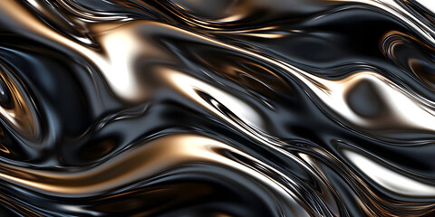 Silver metallic liquid texture. abstract background in the form of liquid shiny metal. glossy chrome texture. 3D rendering