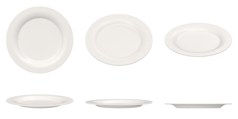 Set of white ceramic plates