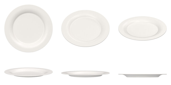 Set of white ceramic plates