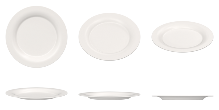 Set of white ceramic plates