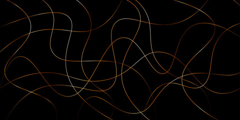 Random pattern colorful line stroke on a transparent background. Chaotic random lines abstract geometric pattern vector background. Decorative golden pattern with tangled curved lines.	