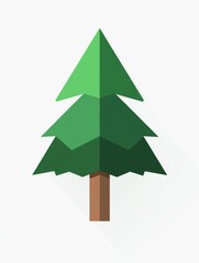 Obraz premium A minimalistic and stylized illustration of a green pine tree, rendered in a simple geometric design, representing nature, growth, and simplicity.
