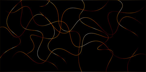 Random pattern colorful line stroke on a transparent background. Chaotic random lines abstract geometric pattern vector background. Decorative golden pattern with tangled curved lines.	