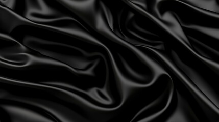 Obraz premium Black Satin Fabric Draped Smoothly