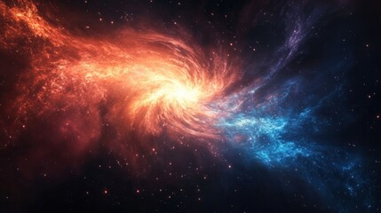 Naklejka premium Cosmic background with swirling gases and dust particles expanding outward, showing the universe's origin