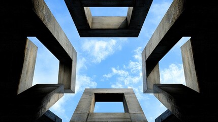 Obraz premium Abstract Concrete Structure with Blue Sky View