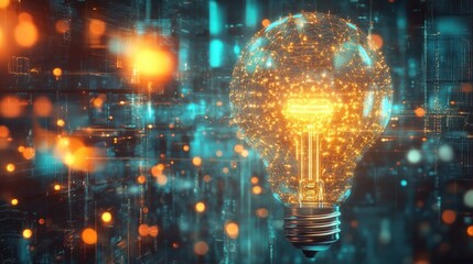 Glowing Lightbulb Symbol of Innovation and Progress