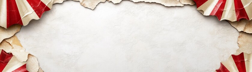 Fototapeta premium A decorative border with torn paper edges and red accents, perfect for invitations, announcements, or artistic projects.