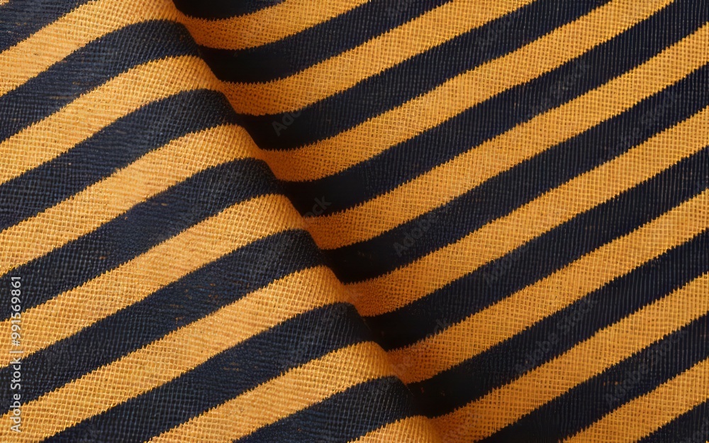 Poster black and gold stripes. close-up of a fabric texture with thin, diagonal black and gold stripes. the