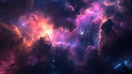 Obraz premium Glowing nebula clouds and stars forming in a vast cosmic explosion, symbolizing the birth of the universe