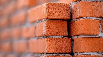 Obraz premium Brick walls being erected around a house under construction, House Under Construction, Bricklaying process