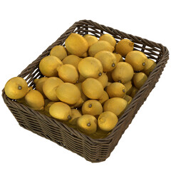 basket of lemons isolated on background
