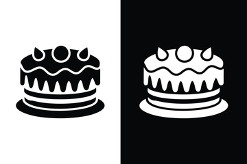 Cake birthday icon vector design silhouette logo icon on white background.