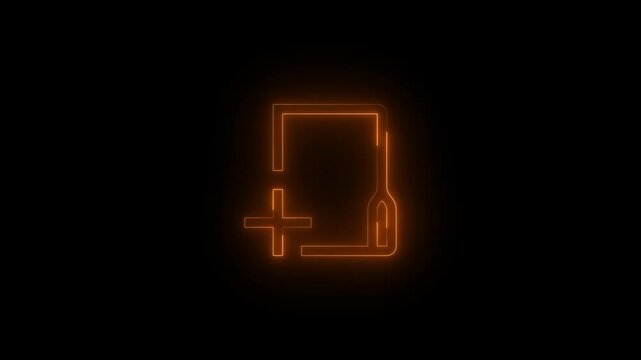 Neon new folder icon brown glowing black background animation
