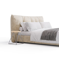 Modern Elegance: Bed for Stylish Bedroom transparent png bedroom furniture architectural visualization interior shadow 3d contemporary