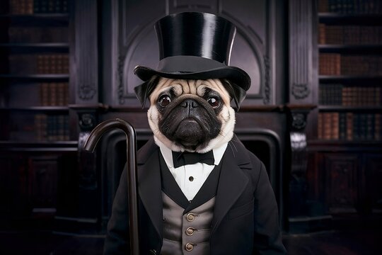 Pug with top hat hot sale