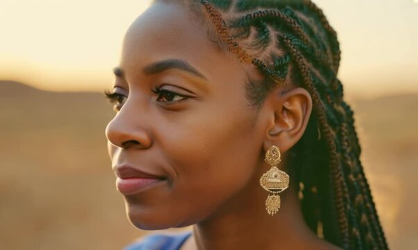 Close-Up of South African Woman Listening Intently in Traditional Attire