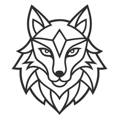Wolf head Mandalas outline silhouette vector art illustration - Transparent Background