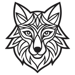 Wolf head Mandalas outline silhouette vector art illustration - Transparent Background
