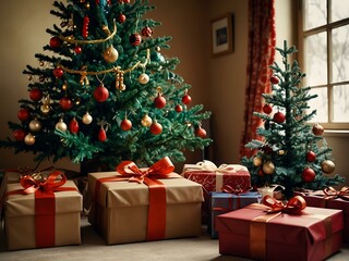 Christmas tree with gifts.