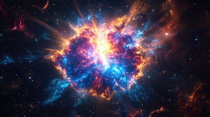 Fototapeta premium Supernova remnant with colorful expanding gas and dust