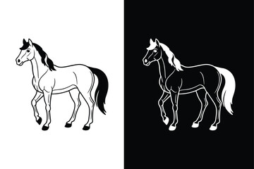 Line out horse icon, vector stock modern horse on white background.