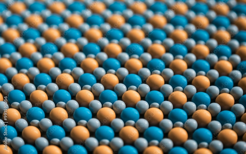 Poster blue orange sphere pattern. abstract background featuring a repetitive pattern of blue and orange sp