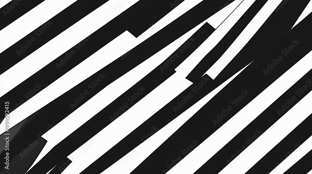 Poster diagonal abstract pattern with black and white stripes.