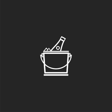 recommend clip art: Bottle of champagne in an ice bucket isolated on black background.