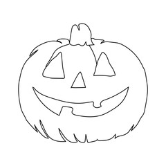Dessin en ligne continue d'une citrouille d'halloween, line art, vecteur