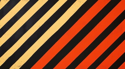 Diagonal striped pattern of yellow and black on one side and red and black on the other.