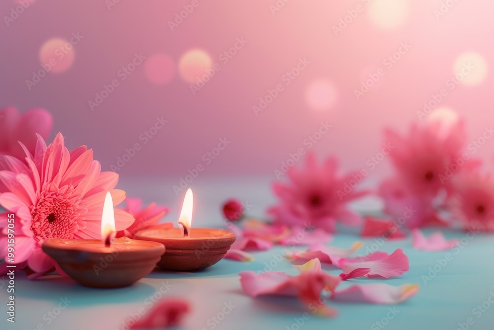 Poster a pair of candles placed on top of a table, ready for use