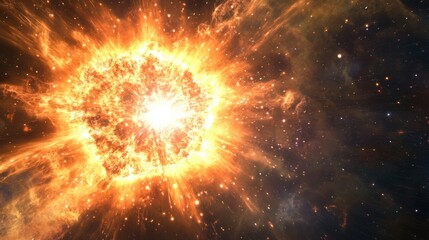 Massive dying star collapsing, showing the early stages of a supernova explosion with bright light and energy