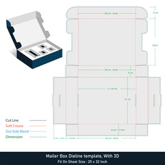 Stander Mailer Box Dieline template With 3D