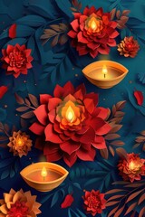 A group of candles placed on a table surface