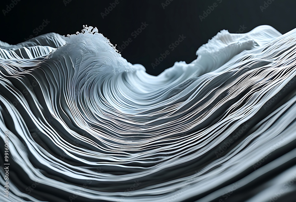 Poster wavy lines converge towards a central void, creating an illusion of depth (1)