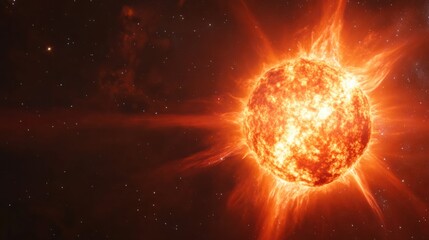 Obraz premium Red giant star swelling to enormous size, with its outer layers glowing and expanding into space