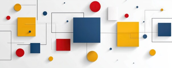 Modern geometric design featuring minimalist shapes in primary colors with abstract aesthetic