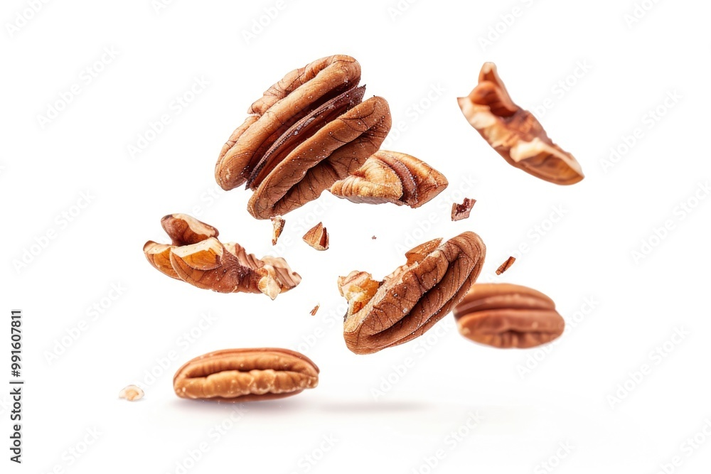 Aufkleber a group of pecans arranged neatly on a white background