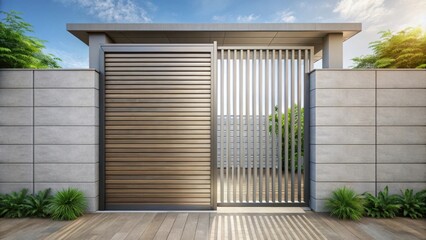 Modern aluminum slat design for door frame and fence concept with powder fired paint