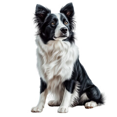 Fototapeta premium A beautiful depiction of a border collie with a thick, shiny black and white coat, showcasing its intelligent and friendly expression