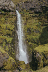 Water running through the rock canyon in Iceland. 