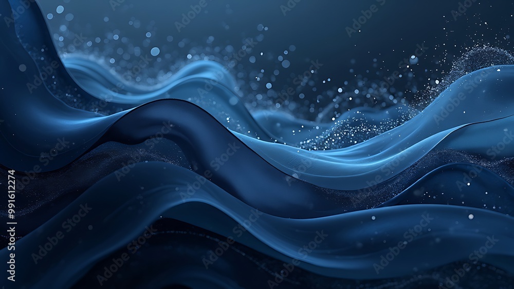Poster a deep blue-black background adorned with subtle, swirling patterns that create a sense of movement 
