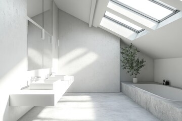 Fototapeta premium Luxurious Modern Bathroom Interior Design with White and Chrome Accents