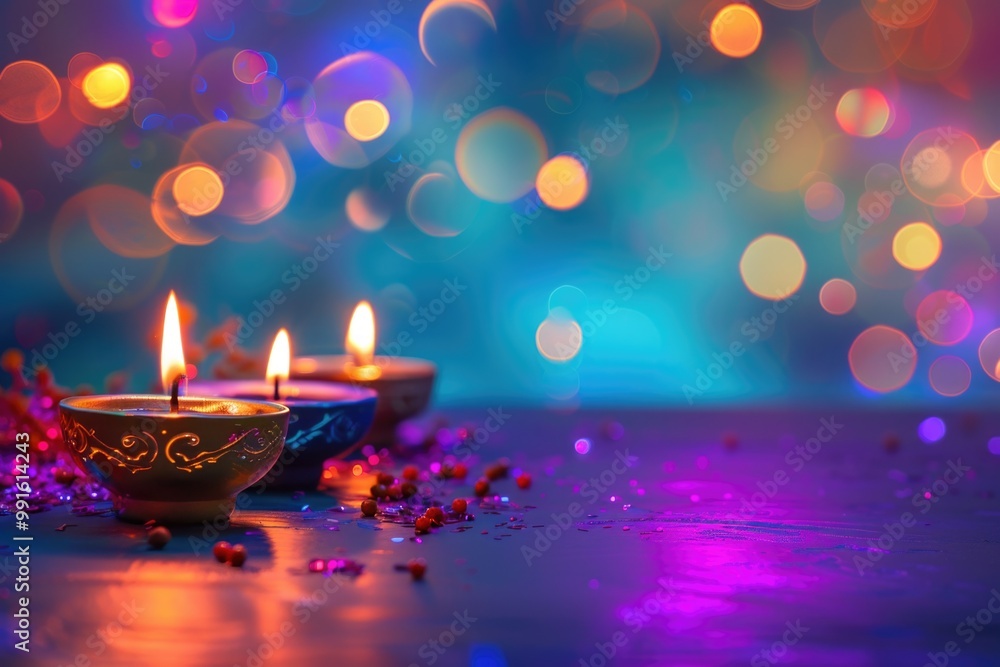 Poster a pair of candles placed on a table surface
