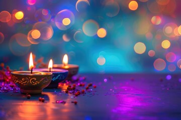 A pair of candles placed on a table surface