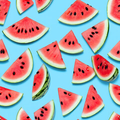 Juicy Watermelon Slices on Blue