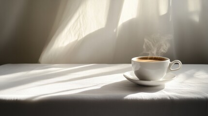 Coffee, tablecloth, morning ritual. Generative AI