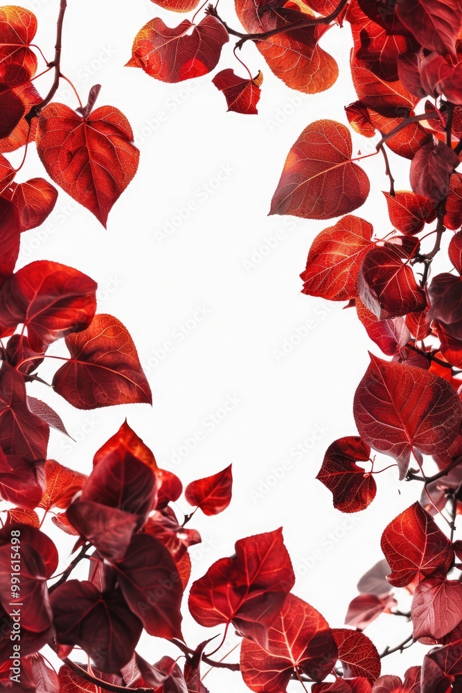 Poster a tree with vibrant red leaves on its branch